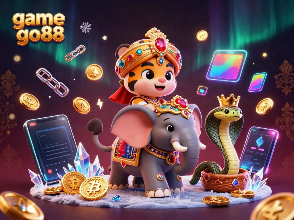 Experience the excitement of game go88 with a vibrant digital illustration featuring unique characters and gambling elements.