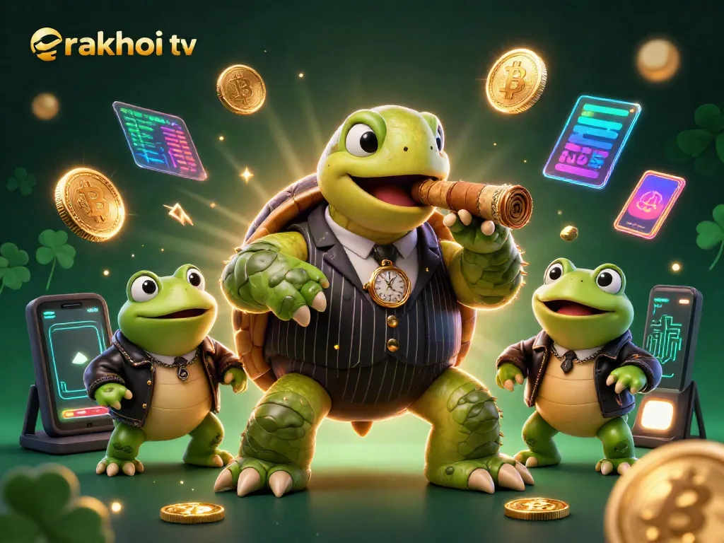 Engage with rakhoi tv casino adventures featuring a cartoon turtle gambler and bullfrog enforcers.