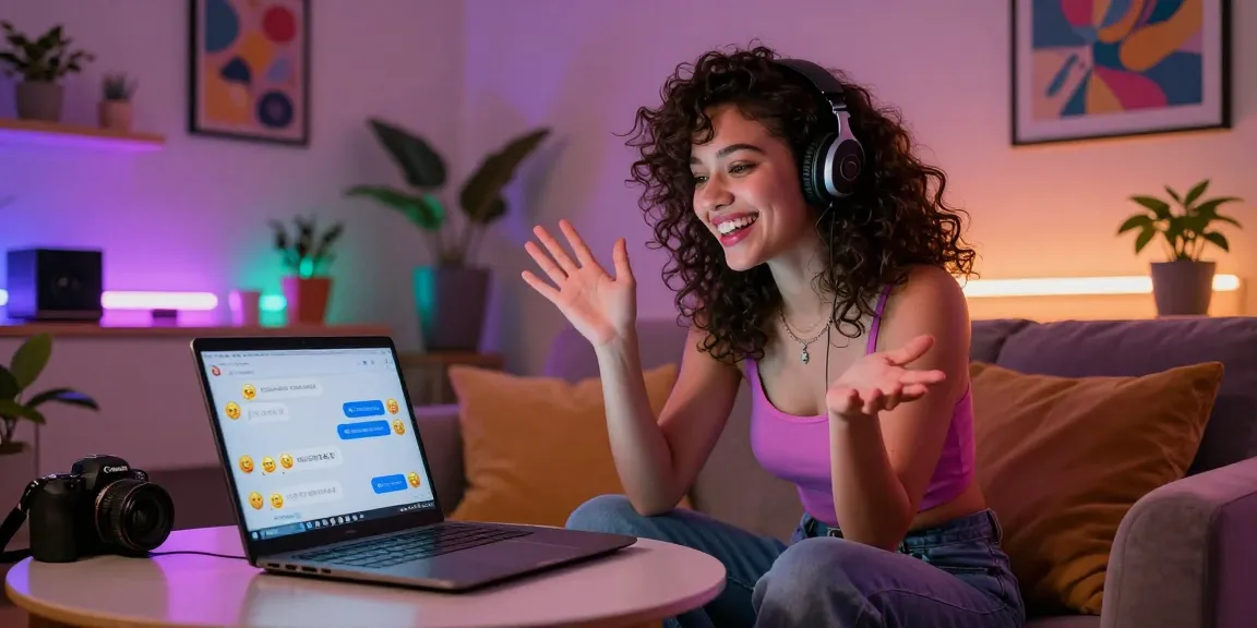 Engaging chat scene with a slut AI character in a cozy room, showcasing interactive conversation elements for users.