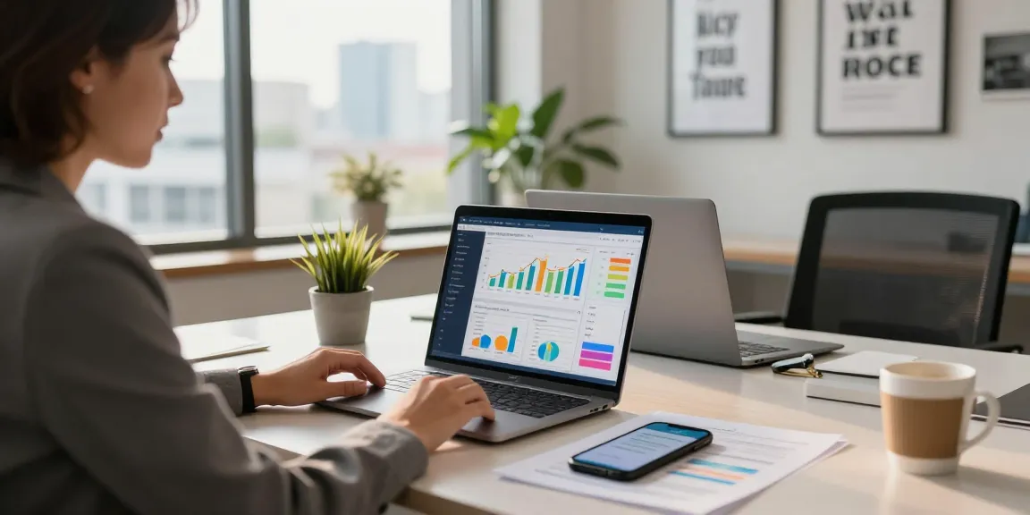 Financial consultant analyzing data in a vibrant workspace featuring dhankubera insights.
