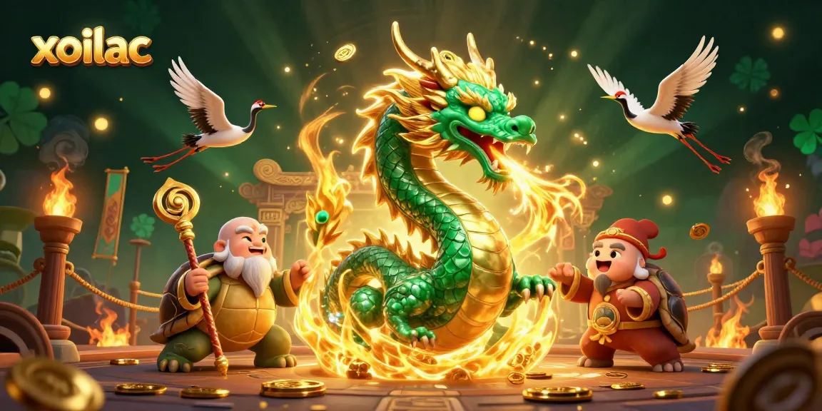 Experience thrilling wins on xoilac with a vibrant gaming scene featuring dragons, turtles, and lucky cranes.